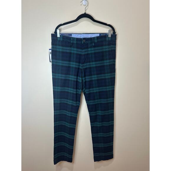 Polo Ralph Lauren NWT Stretch Slim Fit Tartan Chino Sz 33x32 Green Plaid - Picture 7 of 9